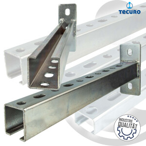 tecuro Schienenkonsole Typ 38/40 x 400 mm x 2,00 mm, Stahl galvanisch verzinkt C/U-Profil