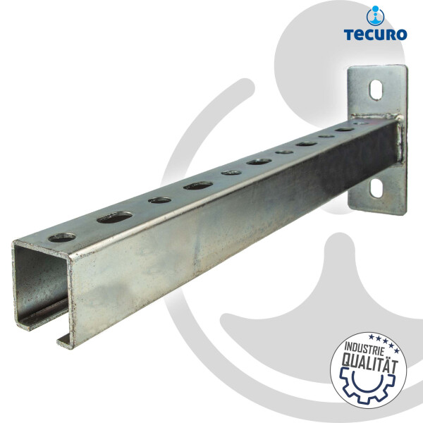 tecuro Schienenkonsole Typ 38/40 x 600 mm x 2,00 mm, Stahl galvanisch verzinkt C/U-Profil