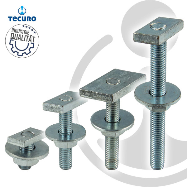tecuro Hammerkopfschraube für Montageschiene, Lochschiene, Profilschiene, Stahl verzinkt