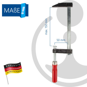 EUROTOOLS Schraubzwingen-Satz, 2-teilig, 50 mm x 150 mm, Doppelpack, Temperguss