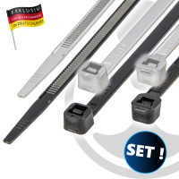 MASTERPROOF PROFESSIONAL Kabelbinder-Set 20-teilig 7,6 mm x 400 mm, je 10 x schwarz/weiß, UV-beständig