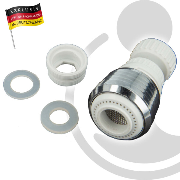 EUROTOOLS  Schwenkbarer Kugel - Strahlregler mit 2 Strahlfunktion für Armatur Auslauf M22 M24
