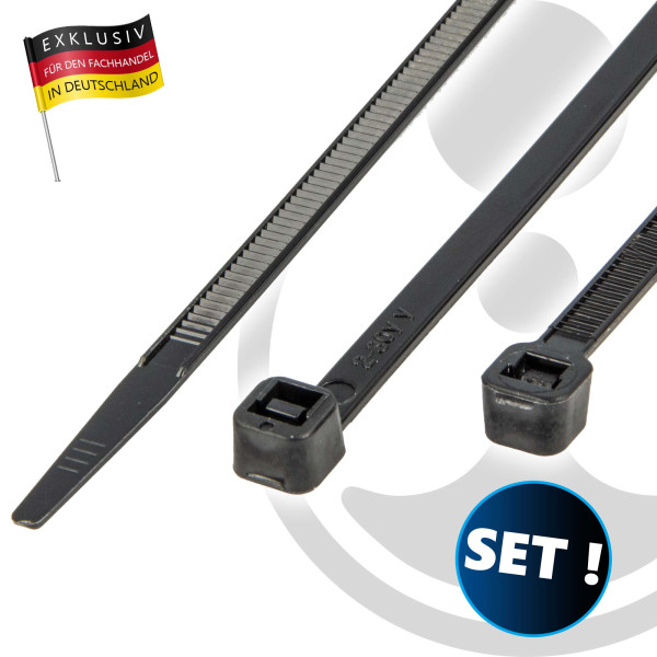 MASTERPROOF PROFESSIONAL Kabelbinder-Set 60-teilig, Nylon, schwarz, 2,5 mm x 100/150/200 mm, je 20 Stück