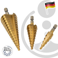 MASTERPROOF PROFESSIONAL HSS - Stufenbohrer Satz 3-teilig, Ø 4 mm bis 32 mm, in Metallbox