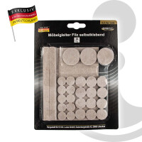 MASTERPROOF PROFESSIONAL Filz Möbelgleiter Sortiment, beige, selbstklebend 38-teilig