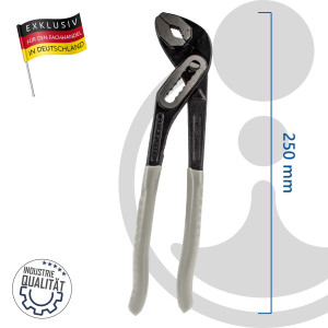 EUROTOOLS Wasserpumpenzange 250 mm, Spannbereich 35 mm, Rohrzange geschmiedet