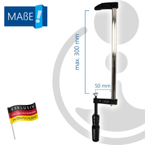 MASTERPROOF PROFESSIONAL Profi Schraubzwinge 50 mm x 300 mm, Temperguss, DIN 5117