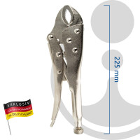 MASTERPROOF PROFESSIONAL Universal Gripzange Feststellzange 225 mm, Einhandbedienung, vernickelt
