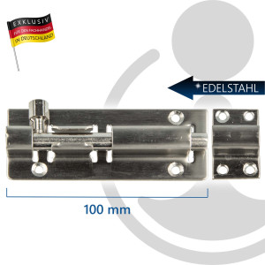 MASTERPROOF PROFESSIONAL Edelstahl Schieberiegel Sicherheits - Türriegel Bolzenriegel 100 mm mit Schlaufe