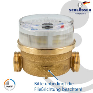 JS Einstrahlzähler ETK (Kaltwasser) bis 30 Grad - Länge 80 mm, 3/4 Zoll AG - Q3=2,5 / R40