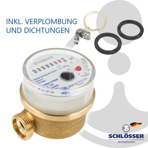 JS Einstrahlzähler ETK (Kaltwasser) bis 30 Grad - Länge 80 mm, 3/4 Zoll AG - Q3=2,5 / R40