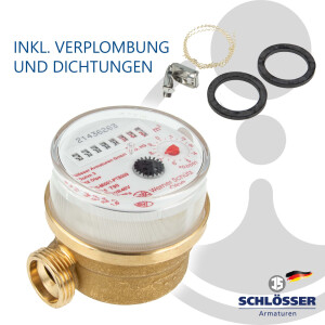 JS Einstrahlzähler ETW (Warmwasser) bis 90 Grad - Länge 80 mm, 3/4 Zoll AG - Q3=2,5 / R40