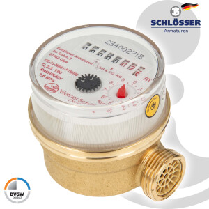 JS Einstrahlzähler ETW (Warmwasser) bis 90 Grad - Länge 80 mm, 3/4 Zoll AG - Q3=2,5 / R40