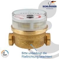 JS Einstrahlzähler ETW (Warmwasser) bis 90 Grad - Länge 80 mm, 3/4 Zoll AG - Q3=2,5 / R40