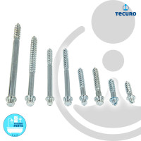 tecuro Ansatzschrauben mit Bund, M6 & M8 für Rohrschellen und Rohrclipse, verzinkt - verschiedene Größen