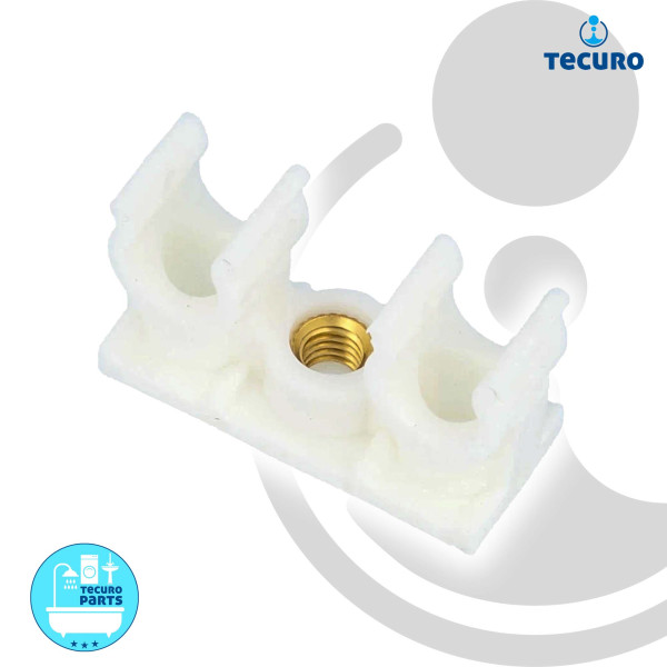 tecuro Doppel-Rohrclip mit Gewindebuchse M6, für Rohr Ø 10 mm, Kunststoff weiß (10 Stück)
