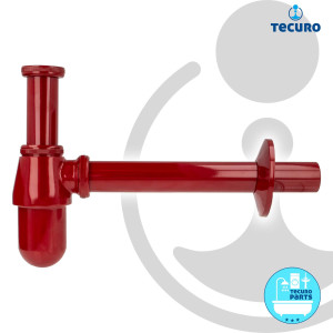 tecuro PROFI Flaschen-Geruchsverschluss Siphon, extra lang - Messing rot (RAL 3003)