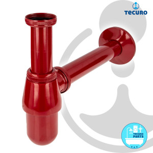 tecuro PROFI Flaschen-Geruchsverschluss Siphon, extra lang - Messing rot (RAL 3003)