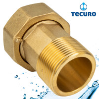 tecuro Wasserzähler Verschraubung 2 Zoll Überwurfmutter x 1 1/2 (6/4) Zoll AG, Messing blank
