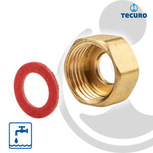 tecuro Überwurfmutter für Standventil - Rp 1/2 Zoll x Ø 10 mm Rohr, Messing blank