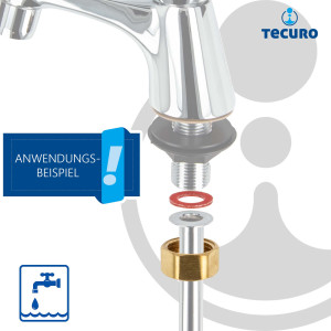tecuro Überwurfmutter für Standventil - Rp 1/2 Zoll x Ø 10 mm Rohr, Messing blank