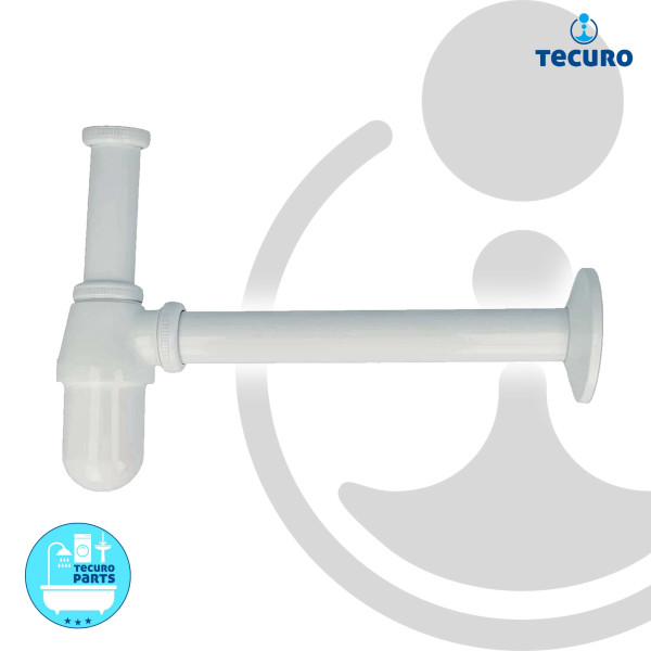 tecuro PROFI Flaschen-Geruchsverschluss Siphon extra lang weiß RAL 9010