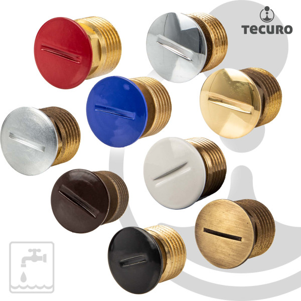 tecuro Verschluss - Stopfen AG G 1/2 Zoll, optional mit Rosette - verschiedene Farben