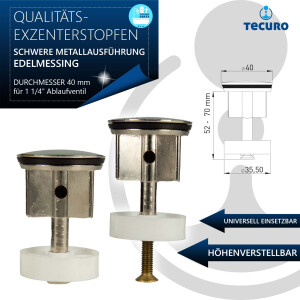 tecuro Excenterstopfen Ø 40 mm für 1 1/4 Zoll Ablaufventil - edelmessing
