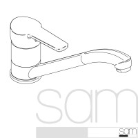 SAM Einhebel - Spültischbatterie FORUM, chrom,  mit Schwenkauslauf und Flexschläuchen