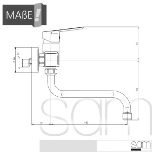 SAM Einhebel - Wand Spültischbatterie COMFORT STAR DESIGN, mit  150 mm Auslauf, chrom