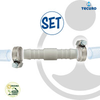 Tecuro Schlauchverbinder Reduziert 7mm Auf 10mm, Mit Edelstahlschellen, Nylon Weiß