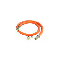 GOK Gummi - Schlauchleitung Gas G1/4 LH-ÜM x RVS Ø 8 mm, Länge 800 mm, max. 10 bar DVGW