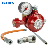 GOK Herdanschluss-Set BASIC mit Niederdruckregler Typ EN61-DS, 50mbar, Schlauch 400 mm