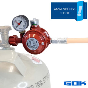 GOK Niederdruckregler Typ EN61-DS mit Überdrucksicherung KLF x G1/4LH-KN, 50mbar