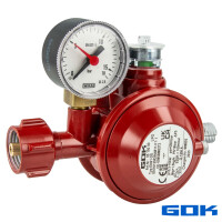 GOK Niederdruckregler Typ EN61-DS mit Überdrucksicherung KLF x G1/4LH-KN, 50mbar