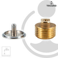 tecuro Verschluss - Stopfen AG G 1/2 Zoll, mit Rosette - Messing verchromt