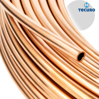 tecuro Kupferrohr, weich R220, RAL-DVGW, Ø 8 x 1,0 mm, Meterware als Ring gewickelt, nach EN 1057, DVGW