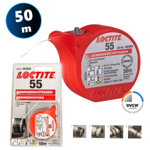 Loctite 55, Gewindedichtfaden 50 m - für Heizung, Trinkwasser und Gas -492004