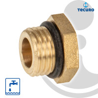 tecuro Stopfen mit Vierkant, Außengewinde G 1/8 Zoll, Messing blank CW617N