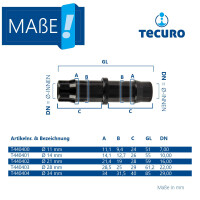 tecuro Schlauchverbinder gerade, 10 bar, mit Edelstahlschlauchschellen - Nylon schwarz