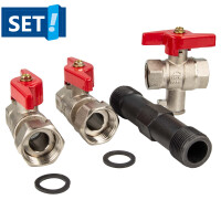 tecuro Einbausatz zu Wärmemengenzähler 3/4 Zoll (DN20) x 130 mm - mit Kugelhähnen