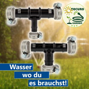 tecuro Schlauchverbinder T-Stück, 10 bar, mit Edelstahlschlauchschellen - Nylon schwarz