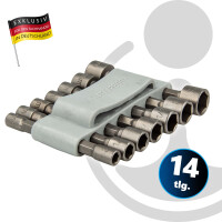 MASTERPROOF PROFESSIONAL Stecknuss - Satz 14-tgl. für Akkuschrauber 5,5 bis 12 mm und 3/16" bis 7/16"
