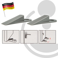 EUROTOOLS Türstopper 2 Stück, Keilform 30 x 120 mm, Hartkunststoff, grau, mit Aufhängelasche