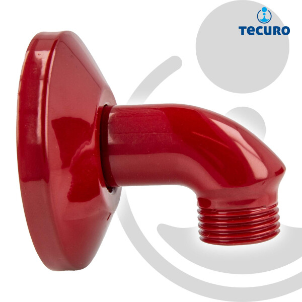 tecuro Wandanschlussbogen 90°, Messing, rot RAL 3003 , runde Ausführung