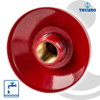 tecuro Wandanschlussbogen 90°, Messing, rot RAL 3003 , runde Ausführung