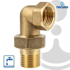 tecuro Winkel-Verschraubung IG x AG 3/8 bis 1 1/4 Zoll konisch dichtend - MS-blank CW617N