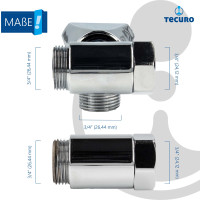 tecuro Batterie- Geräteventil Anschlussventil für Wandarmaturen Abgang Warmwasser