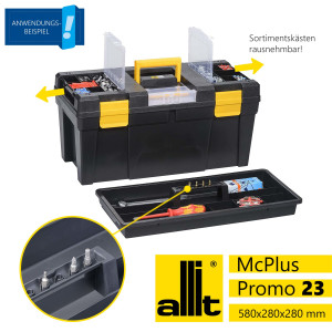 Allit Werkzeugkoffer McPlus Promo 23, schwarz/gelb, 33 Liter Inhalt, mit Tragekasten