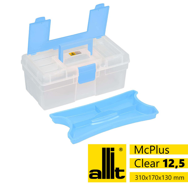 Allit Aufbewahrungskoffer McPlus Clear 12.5 transparent/blau, 4,9 Liter Inhalt, mit Tragschale
